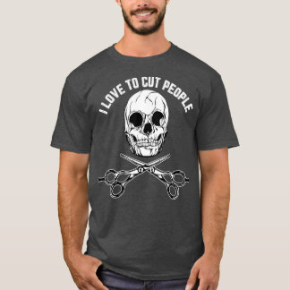 Hair-Dresser Barber-Shop Scissor Skull Hair T-Shirt