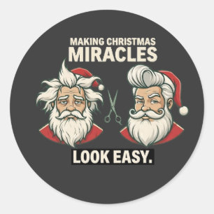 hair dresser christmas key - make santas hair bett classic round sticker
