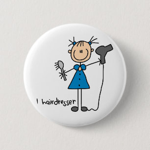 Hair Dresser Stick Figure Button