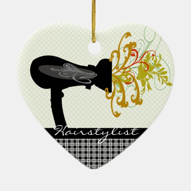 Hair Dryer Blowing  Flowers Hair Stylist Ceramic Tree Decoration (Back)