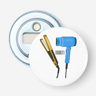 Hair dryer & hair straightener illustration bottle opener
