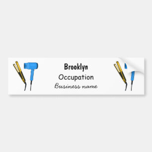 Hair dryer & hair straightener illustration bumper sticker