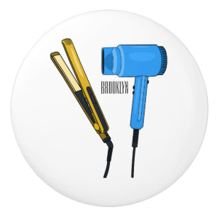 Hair dryer & hair straightener illustration ceramic knob