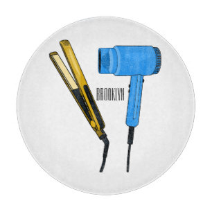 Hair dryer & hair straightener illustration cutting board