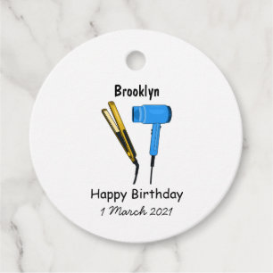 Hair dryer & hair straightener illustration favour tags