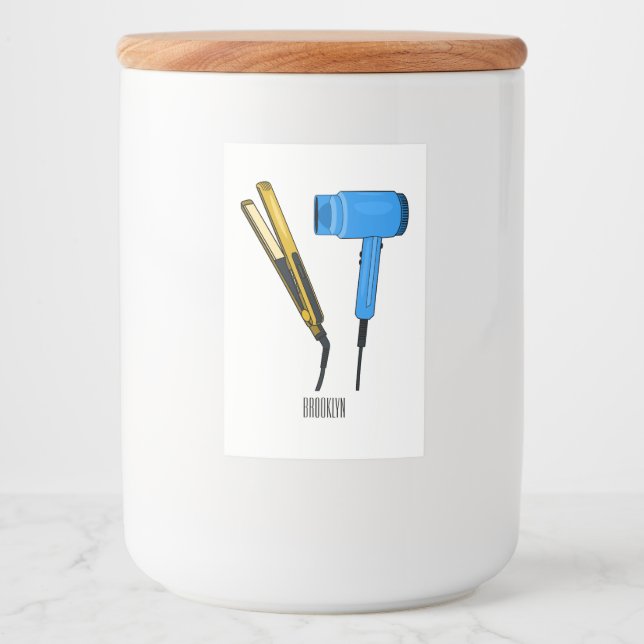 Hair dryer & hair straightener illustration food label (Front)