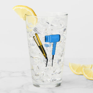 Hair dryer & hair straightener illustration glass