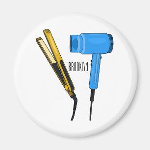 Hair dryer & hair straightener illustration magnet