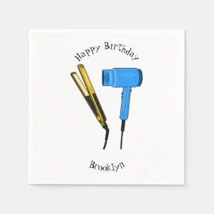 Hair dryer & hair straightener illustration napkin