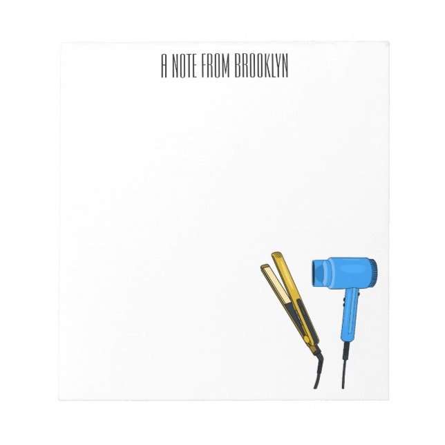 Hair dryer & hair straightener illustration notepad (Front)