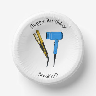 Hair dryer & hair straightener illustration paper plate