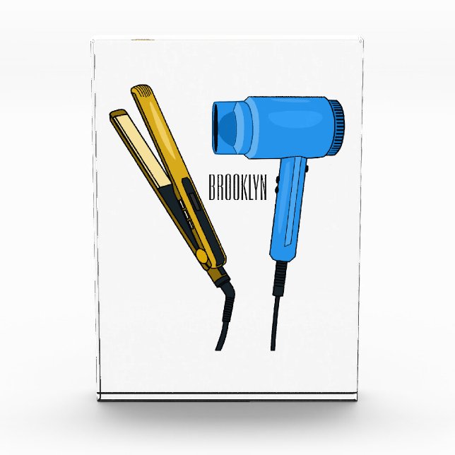 Hair dryer & hair straightener illustration photo block (Front)