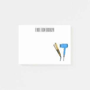 Hair dryer & hair straightener illustration post-it notes