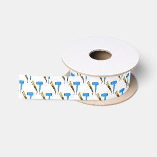 Hair dryer & hair straightener illustration satin ribbon