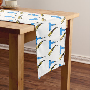 Hair dryer & hair straightener illustration short table runner
