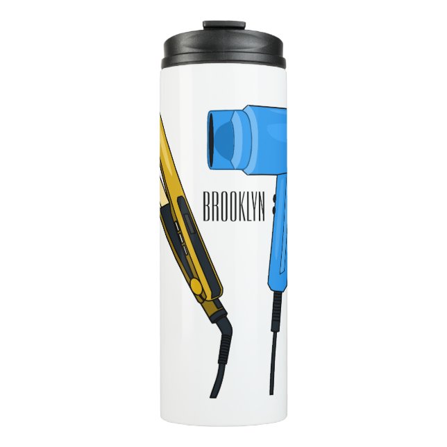 Hair dryer & hair straightener illustration thermal tumbler (Front)