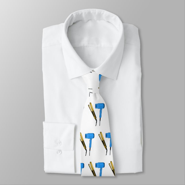 Hair dryer & hair straightener illustration tie (Tied)
