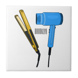 Hair dryer & hair straightener illustration tile