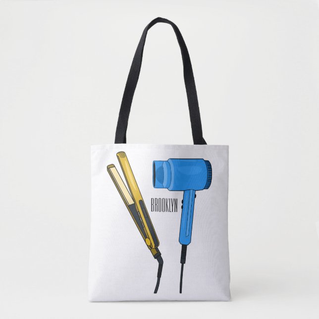 Hair dryer & hair straightener illustration tote bag (Front)