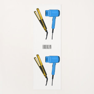 Hair dryer & hair straightener illustration yoga mat