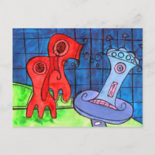hair dryer jelly fish postcard
