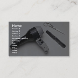 Hair dryer with scissors and comb business card