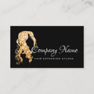Hair Extension Hair Coiffure Black White Gold Appointment Card