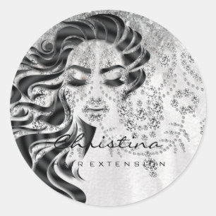 Hair Extension Hairdresser Makeup Eyelash Glitter Classic Round Sticker