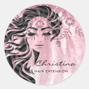 Hair Extension Hairdresser Makeup Eyelash Rose Classic Round Sticker