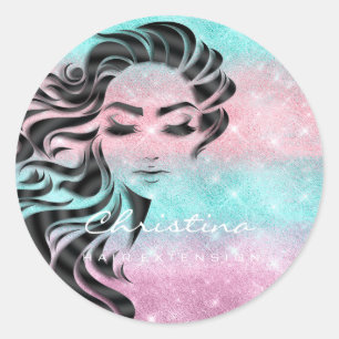 Hair Extension Stylist Makeup Artist Eyelash Lux Classic Round Sticker