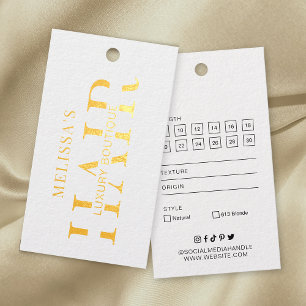 Hair Extensions Boutique Gold Foil Label Hang Tag