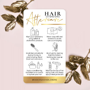 Hair Extensions Care Guide White & Gold Hair Salon Business Card