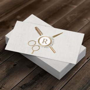 Hair & Eyelash Extensions Gold Monogram Elegant Business Card