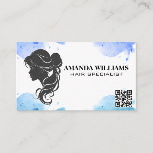 Hair Flowing Grey Graphic   QR Code Appointment Card