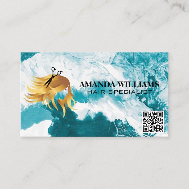 Hair Flowing Logo | QR Code | Artistic Appointment Card (Front)