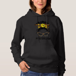 Hair Glasses Womens Softball Mum Messy Bun Hair Le Hoodie
