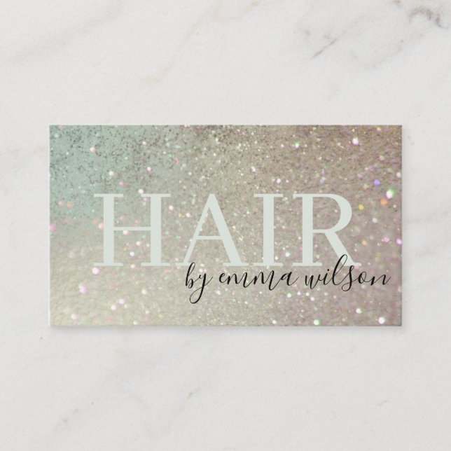 Hair Glitter Green Pink Aqua Shiny Shimmer Business Card (Front)