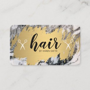 HAIR   Gold Brushed and Arrows   Marble Business Card