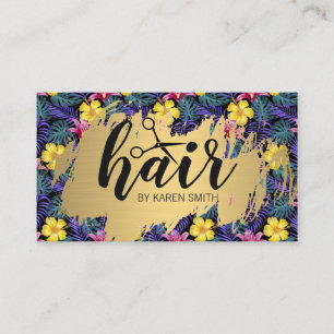 HAIR / Gold Brushed / Monstera Leaves Pattern Business Card