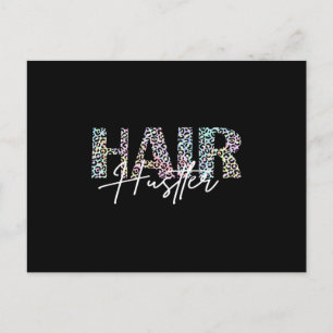 Hair Hustler Hairdresser Leo Print colourful Postcard