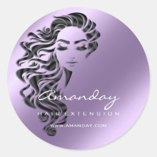 Hair Lash Extension Stylist Makeup Artis Violet Classic Round Sticker