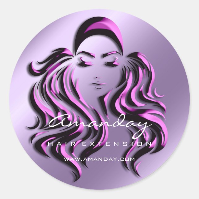 Hair Lash Extension Stylist Makeup Artis Violet Classic Round Sticker (Front)