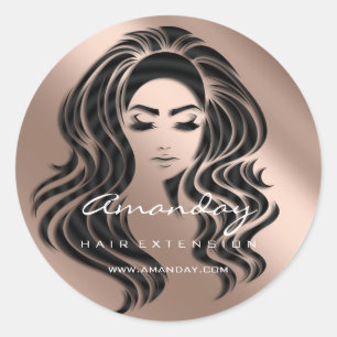 Hair Lash Extension Stylist Makeup Artist Rose Classic Round Sticker
