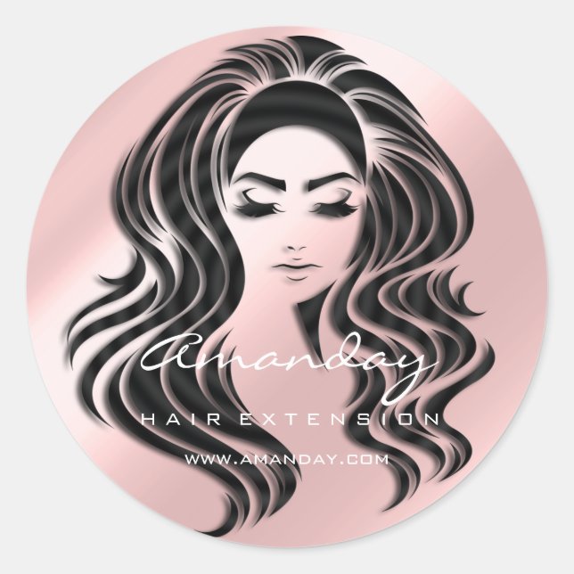 Hair Lash Extension Stylist Makeup Honey Pink VIP Classic Round Sticker (Front)