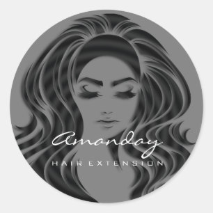 Hair Lashes Extension Stylist Makeup Grey 16th Classic Round Sticker