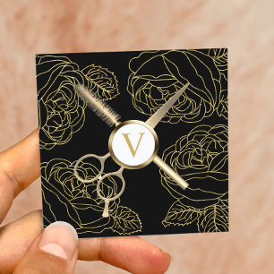 Hair & Lashes Stylist Botanical Gold Beauty Salon  Square Business Card