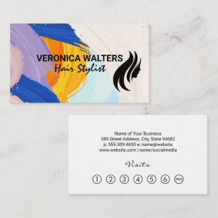 Hair Logo Artistic Brush Strokes Loyalty Card