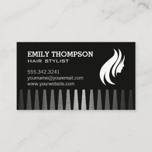 Hair Logo Comb Metallic Background Business Card