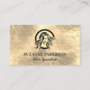 Hair Logo   Gold Metallic Background Business Card