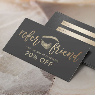 Hair & Makeup Artist Gold Eyelash Salon Referral Card